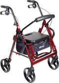 Burgundy Transport Wheelchair Rollator Walker with Padded Seat T647711