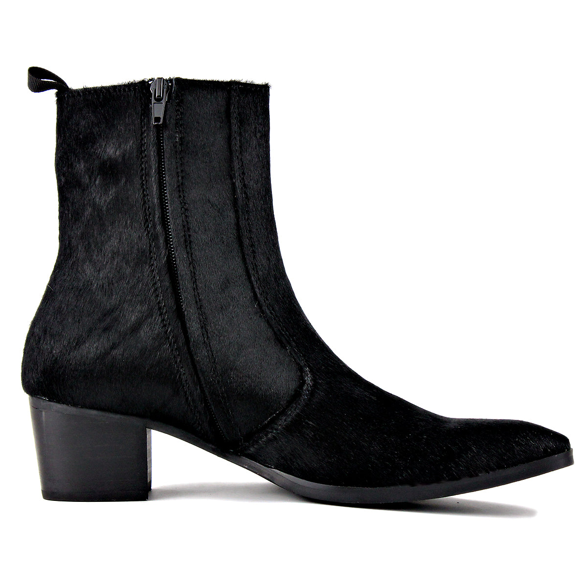 Black Chelsea Pony Hair Leather Boots X776814