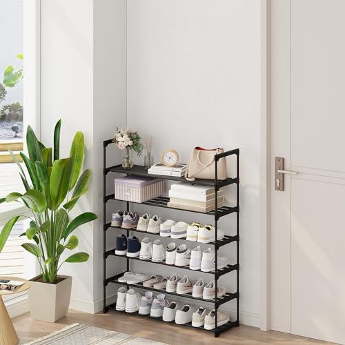 Black Stackable 20 Pairs Shoe Rack D562723