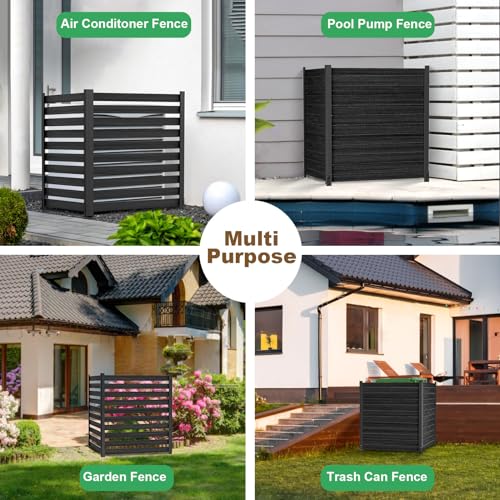 38"W x 42"H Air Conditioner Fence Panels, 2 Panels Privacy Fence with Metal Stake, Wood S60044
