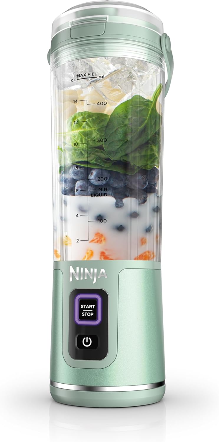 Portable Blender, Cordless, 18oz. Vessel, BPA Free, USB-C Rechargeable, Tinted Mint U78082