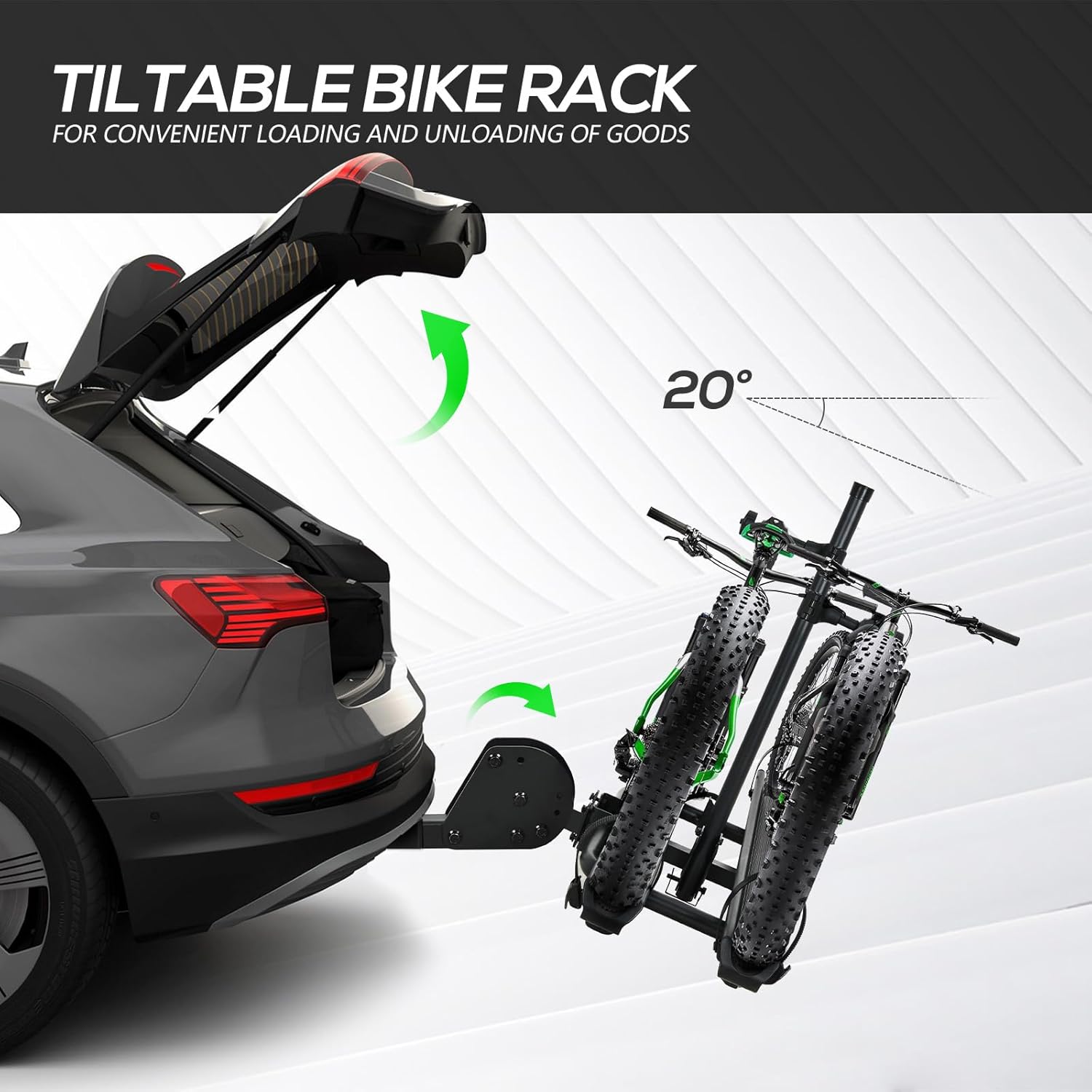 2" Hitch EBike Rack with Ramp, 200 LBS Capacity Foldable Platform U9353