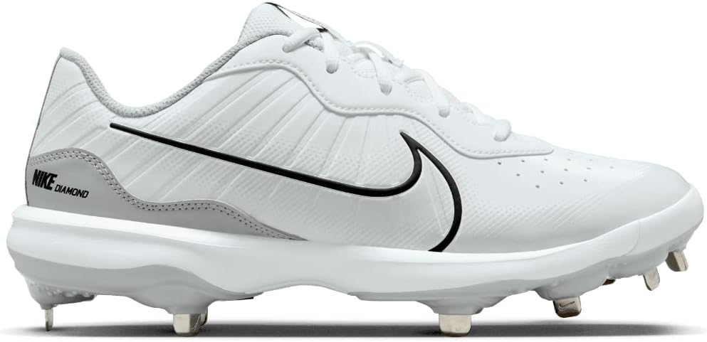 White Gray Size 8 Medium Baseball Cleats D1289