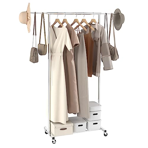 Heavy Duty Double Hanging Rod Clothing Rack with Bottom Storage Area, 600 lbs Load Capacity O751001