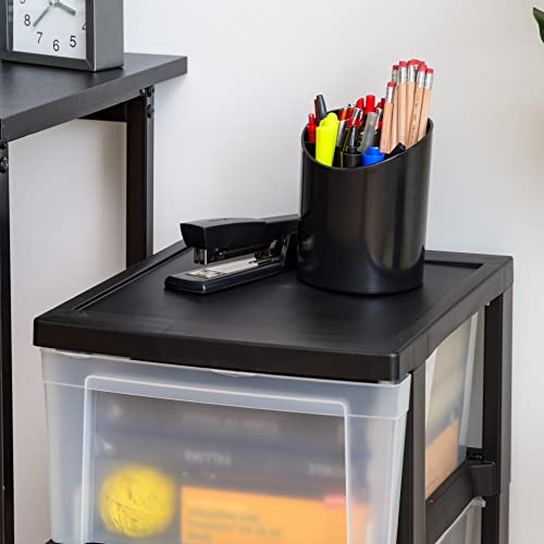 Black/Clear 3-Drawer 2-Pack Plastic Drawer Storage Organizer Y6038