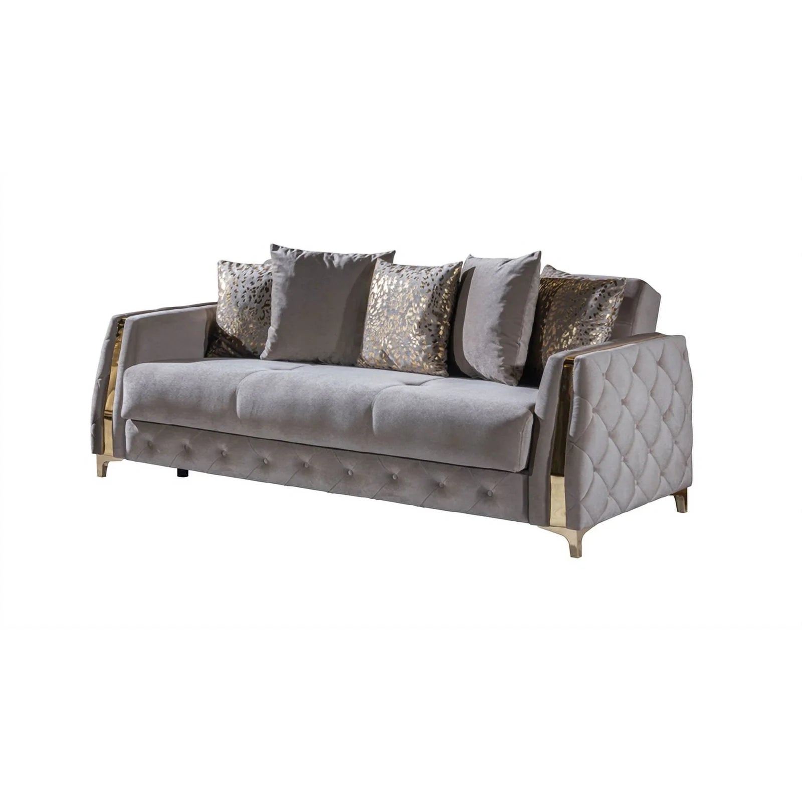 Taupe Sofa with Wood and Under-seat Storage Y26794