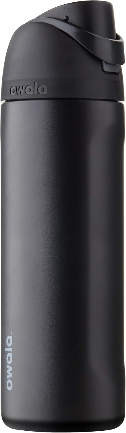 Black Insulated Stainless Steel Water Bottle with Silicone Boot R6617
