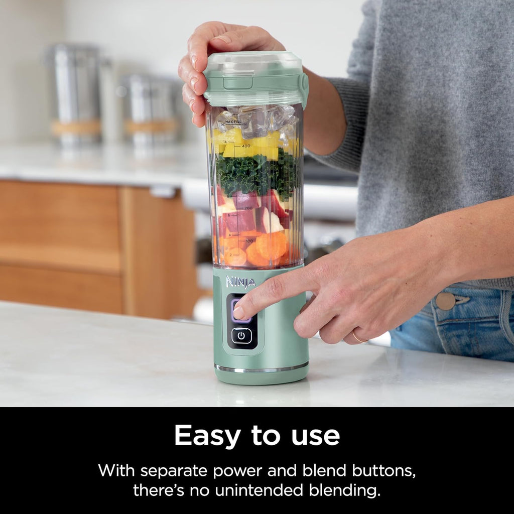Portable Blender, Cordless, 18oz. Vessel, BPA Free, USB-C Rechargeable, Tinted Mint U78082