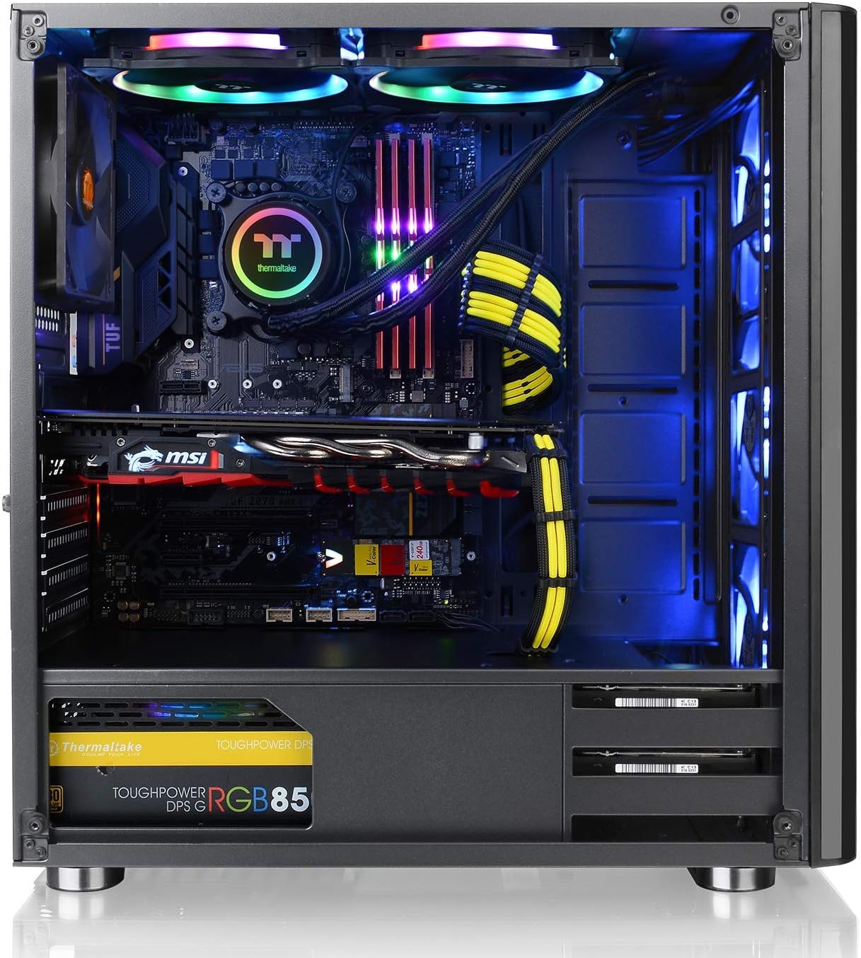 Tempered Glass ATX Mid-Tower Chassis with 3 120mm RGB Fan + 1 Black 120mm Rear Fan I4830