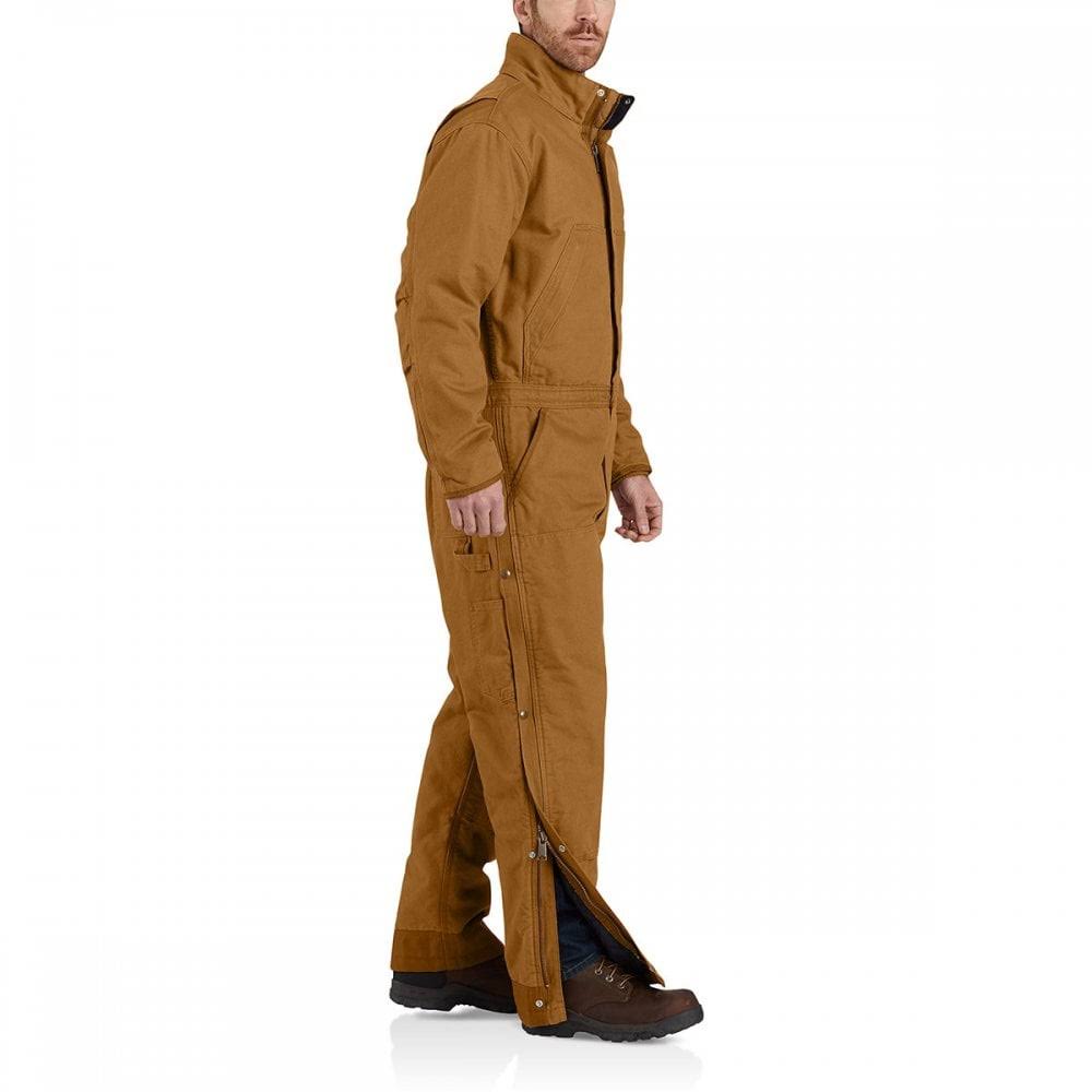 Brown Loose Fit Washed Duck Insulated Coverall U24110