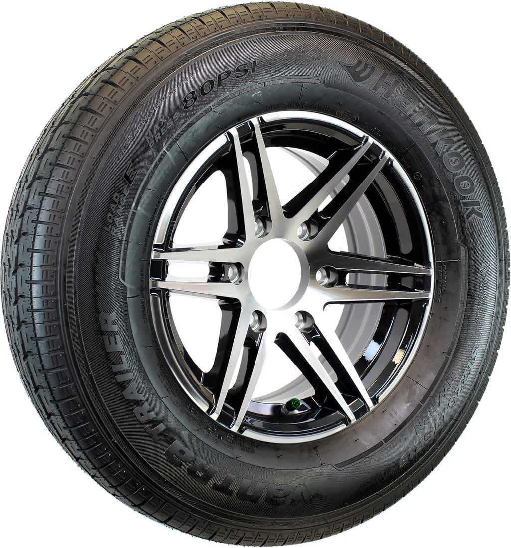 ST225/75R15 Trailer Tire on Black Aluminum 6 Lug Wheel U25161