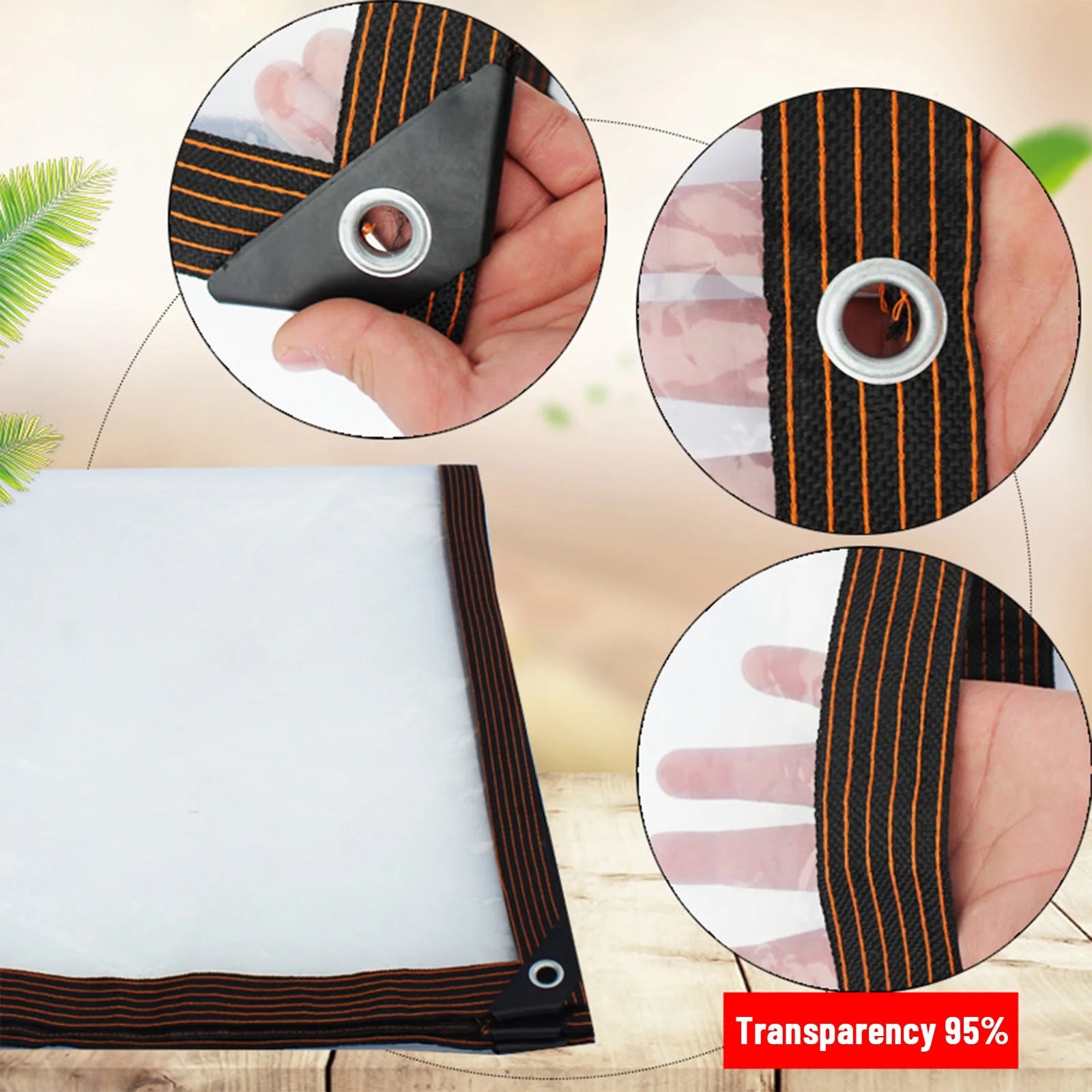 Clear Vinyl Coated PVC Tarps With Rustproof Grommets U979