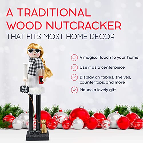 White and Black Wooden Nutcracker Woman 15" T199
