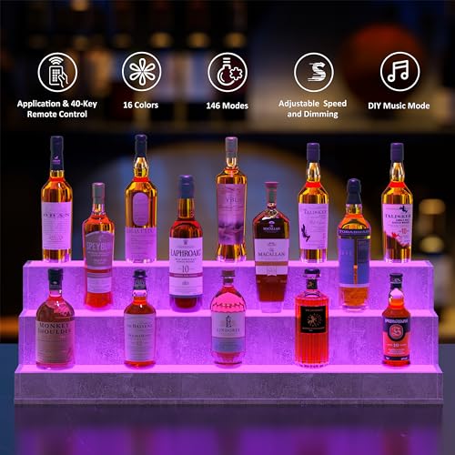 Grey LED Illuminated Bottle Shelf F514