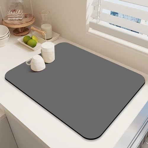Marble Coffee Bar Mat Dish Drying Mat, 11.8"x15.7" Diatomite Non-slip Rubber Backed Quick Drying Dish Mat Q422