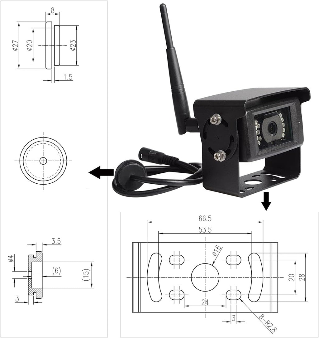 Wireless RV Backup Camera System 7'' Monitor with Infrared Night Vision C440038