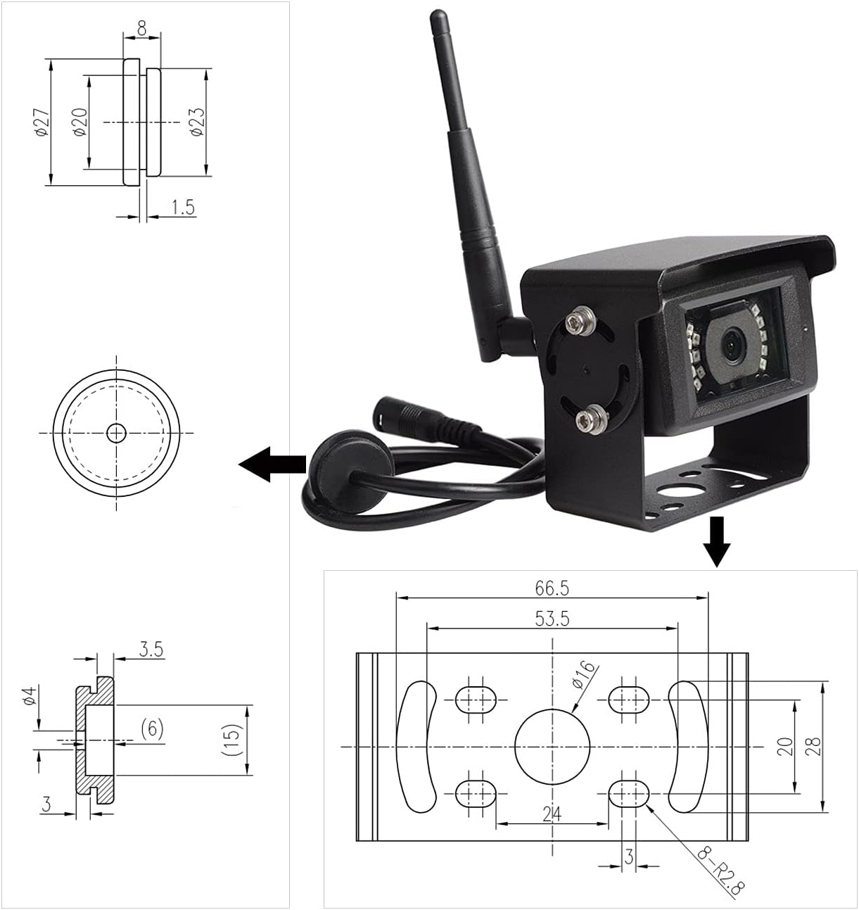 Wireless RV Backup Camera System 7'' Monitor with Infrared Night Vision C440038