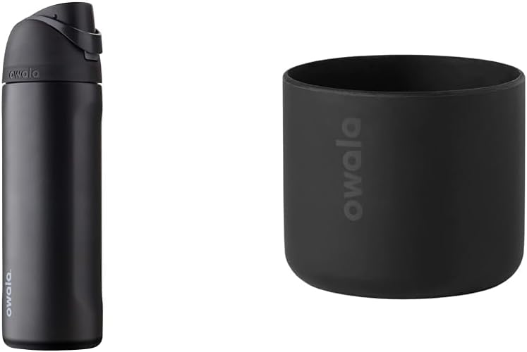 Black Insulated Stainless Steel Water Bottle with Silicone Boot R6617