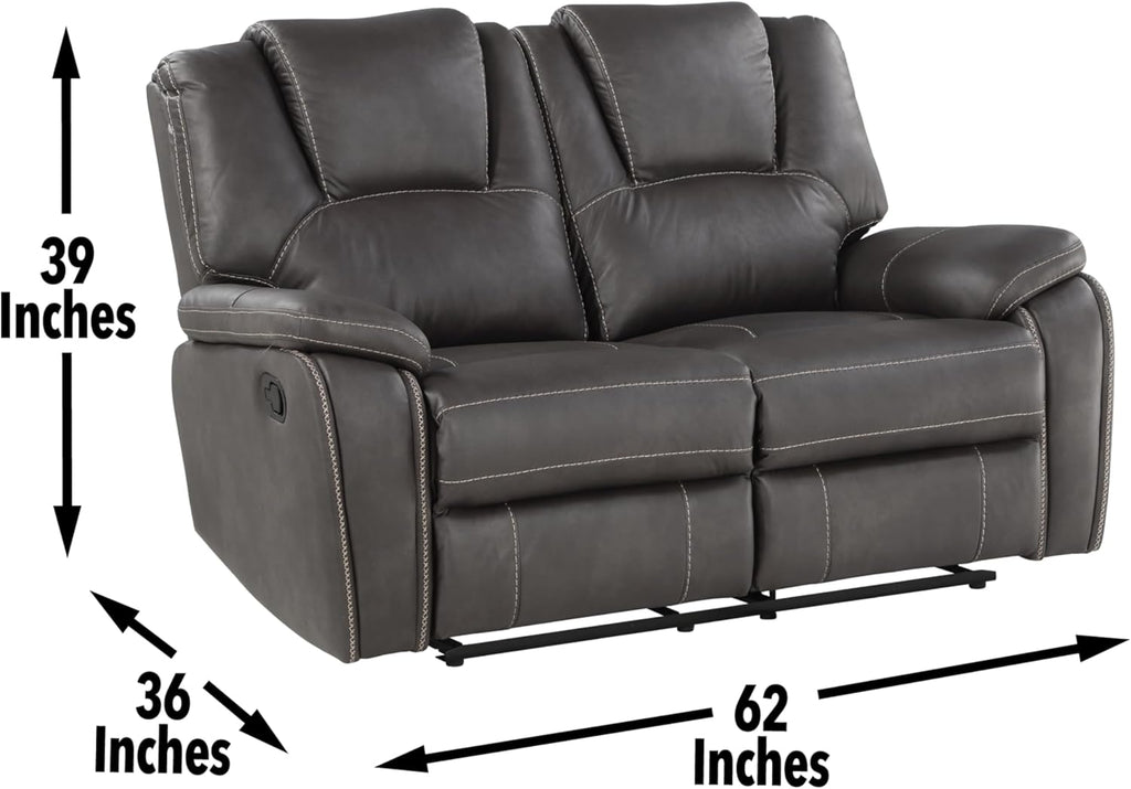 Charcoal Reclining Loveseat and 3-Seat Sofa Set A8024