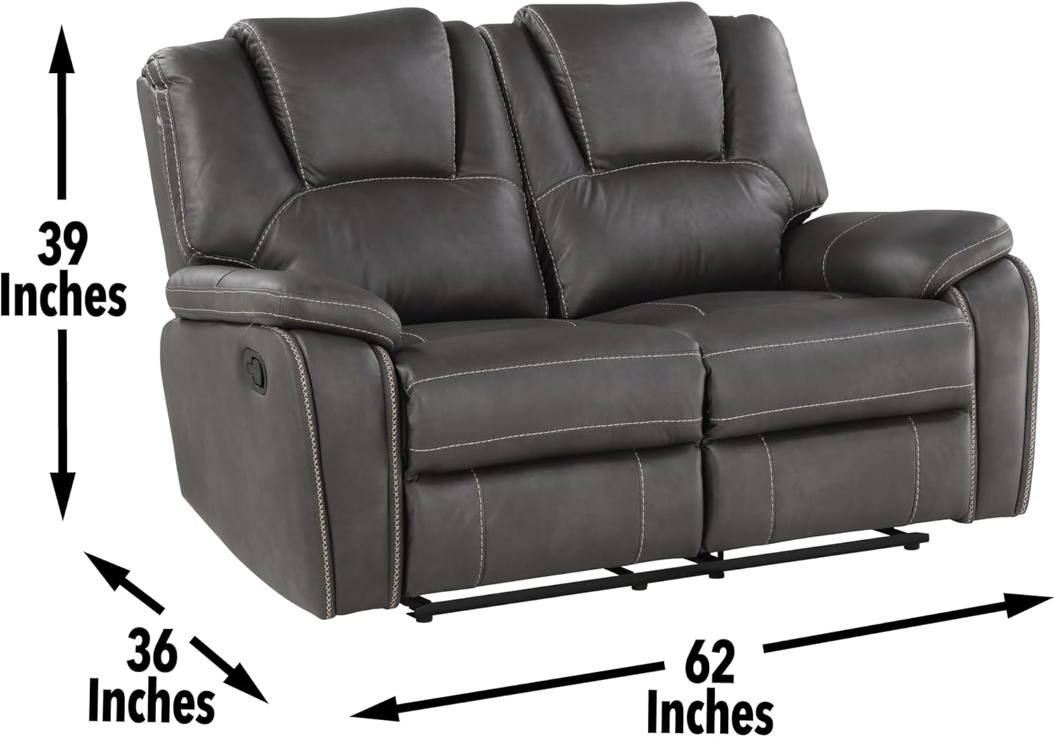 Charcoal Reclining Loveseat and 3-Seat Sofa Set A8024