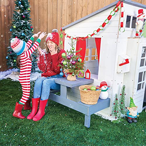Modern Outdoor Wooden Playhouse with Picnic Table, Mailbox and Outdoor Grill L8324