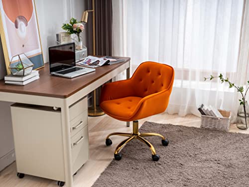 Dark Orange Velvet Adjustable Swivel Desk Chair with Wheels T454596