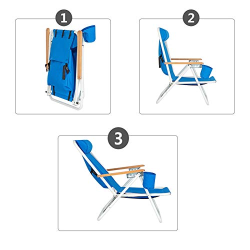 Blue Folding Beach Chair with Cup Holder O9892