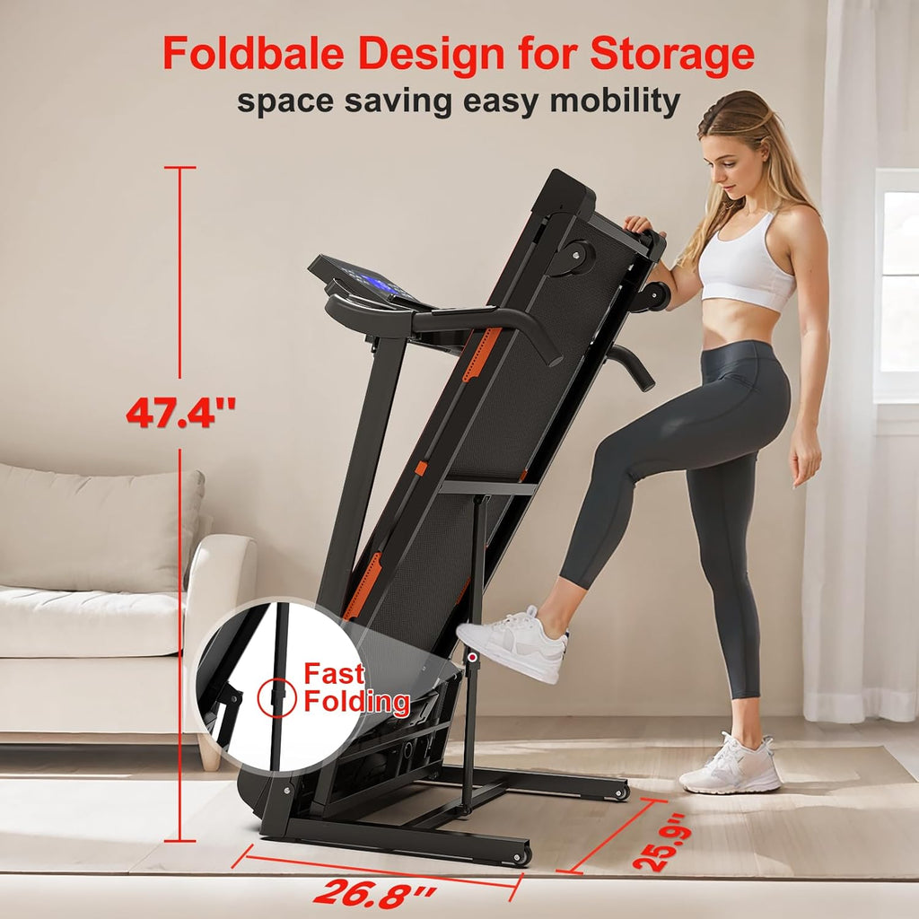 Folding Treadmill with 0-15% Auto Incline, 3.0 HP, 300LBS Weight Capacity E568
