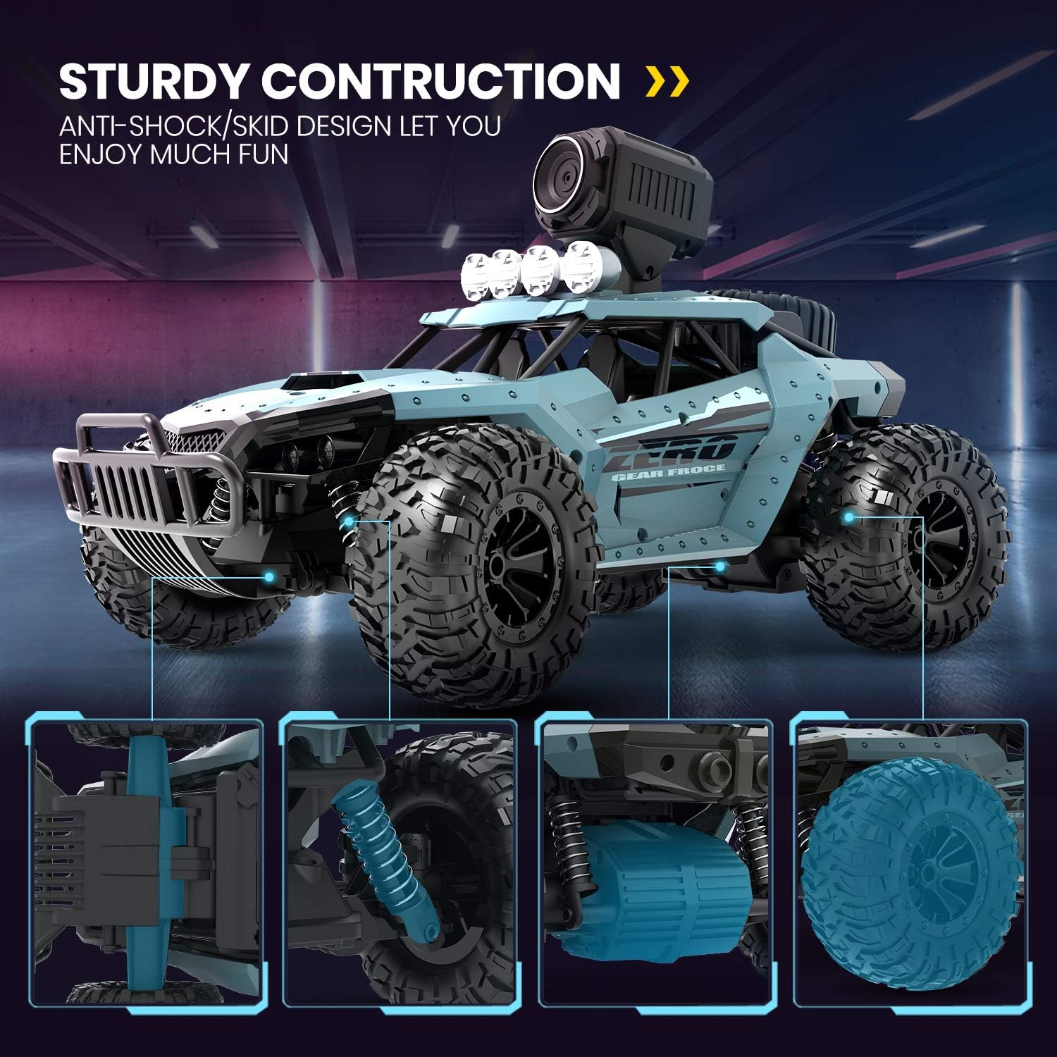 1/16 Scale Remote Control Car with 720P HD FPV Camera and 2 Batteries R98627