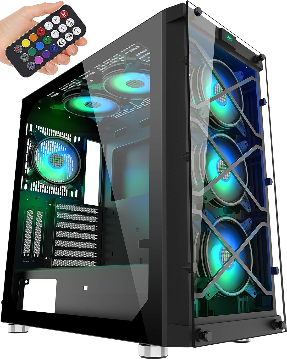 ATX Mid Tower Computer Case with Tempered Glass D892869