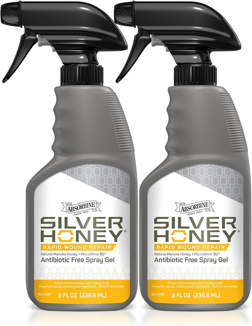 Medical Grade Manuka Honey & MicroSilver BG Wound Repair Spray Gel Twin Pack 8oz Bottles P7492