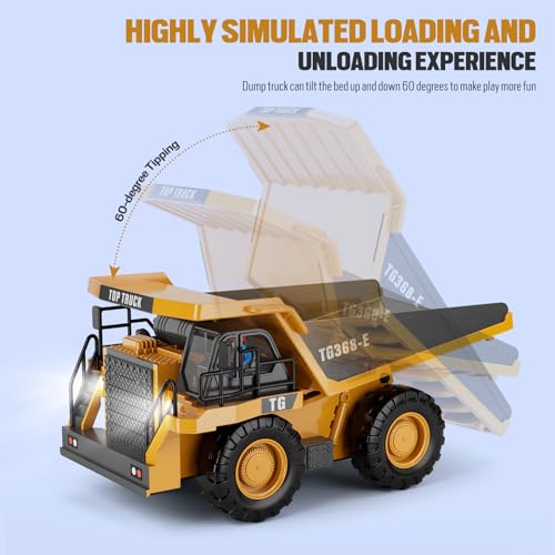 Remote Control Excavator Construction Toys with Metal Shovel & Light, 11CH, 2×1200mAh X2716