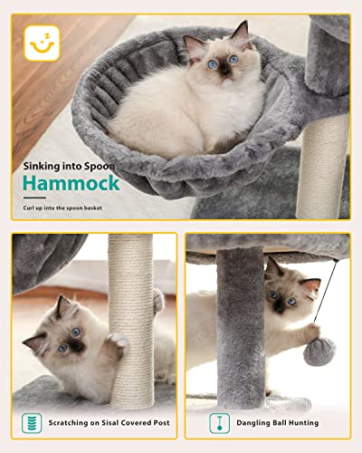 Green 32'' Cat Tree with Sisal Scratching Ramp and Hammock Z137714