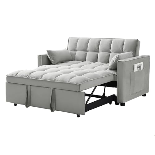 Black Velvet Convertible Sleeper Sofa with Pullout Bed M857