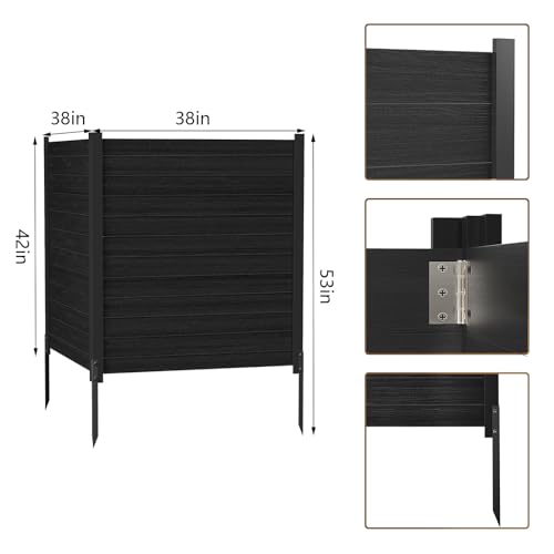 38"W x 42"H Air Conditioner Fence Panels, 2 Panels Privacy Fence with Metal Stake, Wood S60044