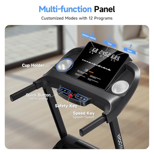 Auto Foldable Treadmill with Incline, 300 lbs Weight Capacity E458