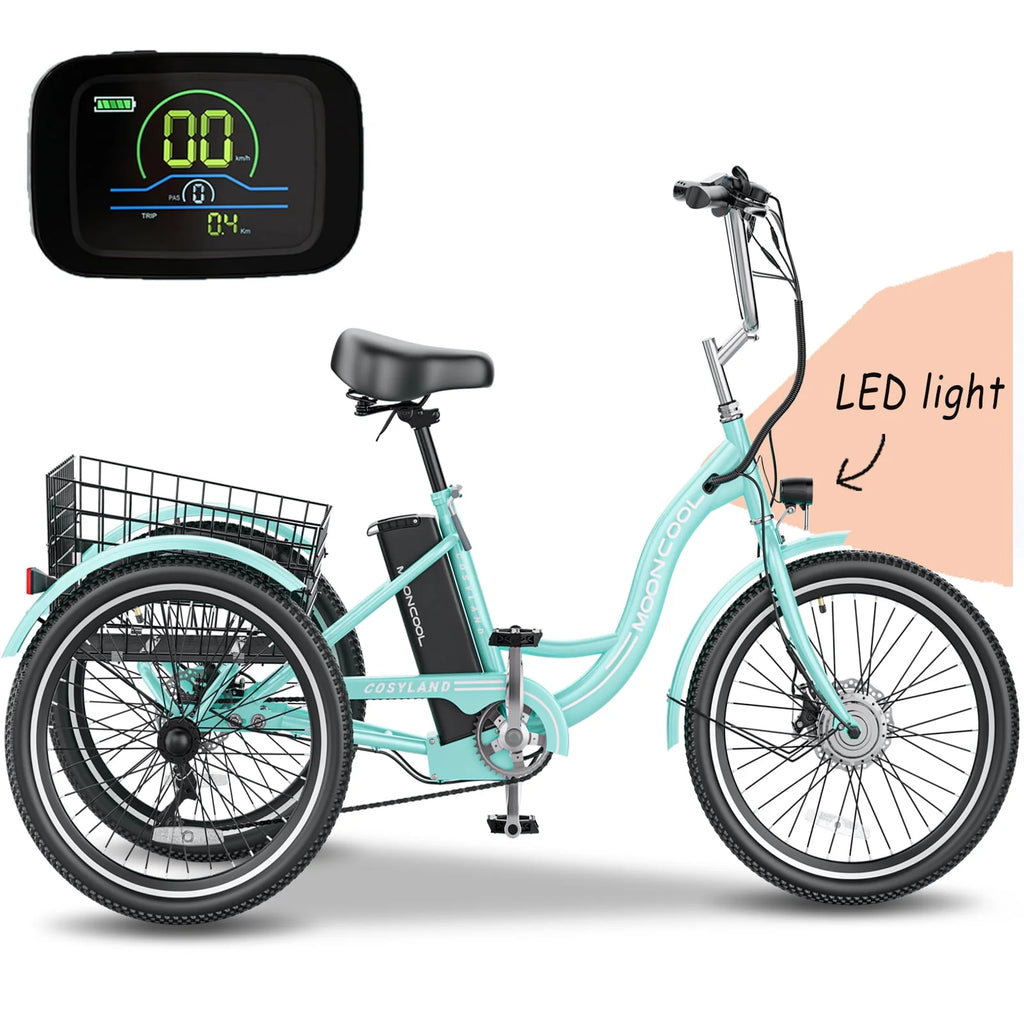 Adult Electric Tricycle, 3 Wheel Electric Bike, 7-Speed, Removable Lithium Battery H532