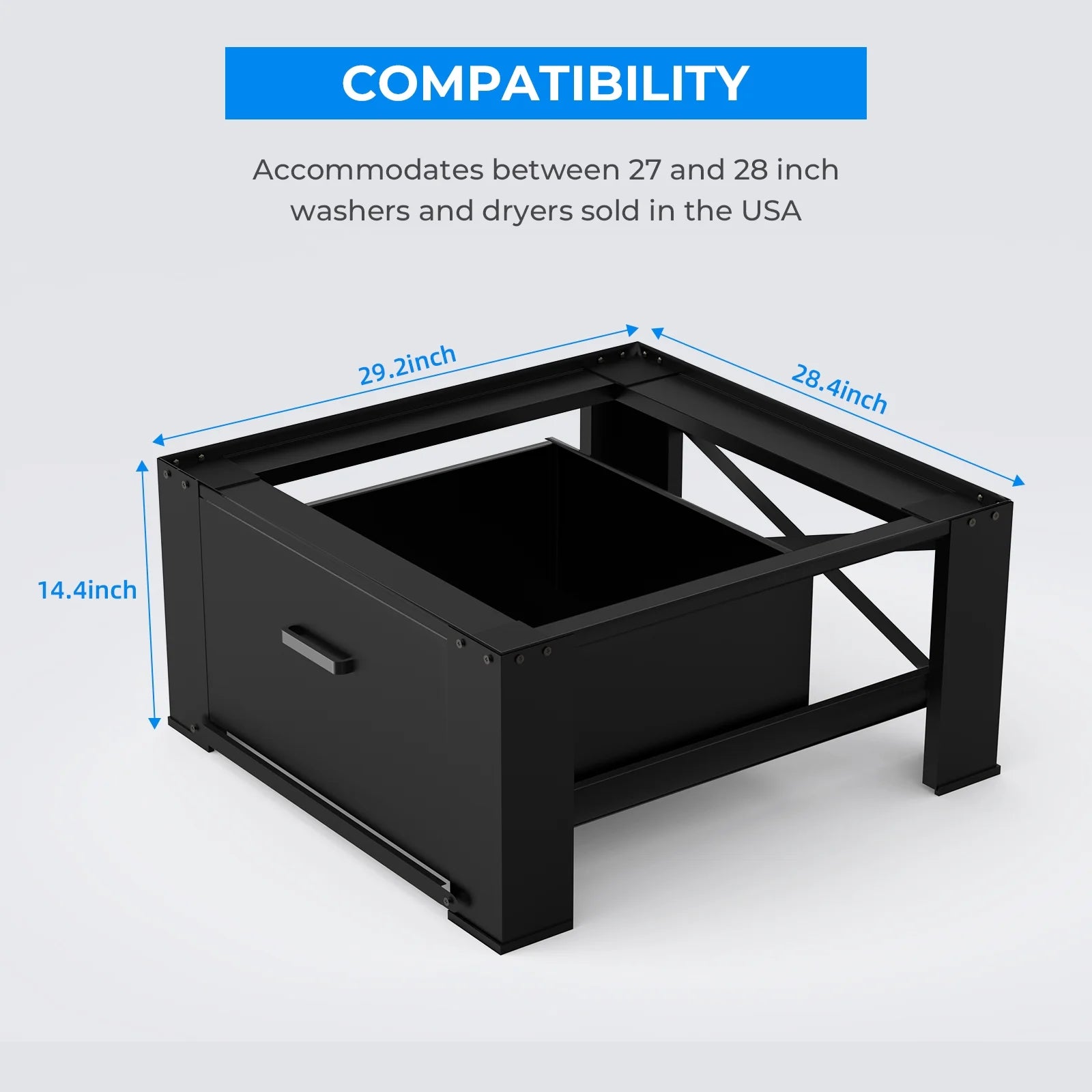 2 Pack 28"× 29" Heavy Duty Stainless Steel Black Laundry Pedestals T617