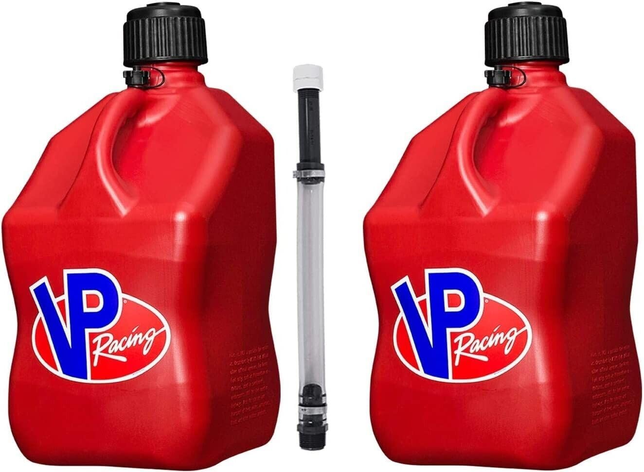 5.5-Gallon Square Motorsport Container (2 Pack) Red with 14" Deluxe Filler Hose (1 Pack) X924420