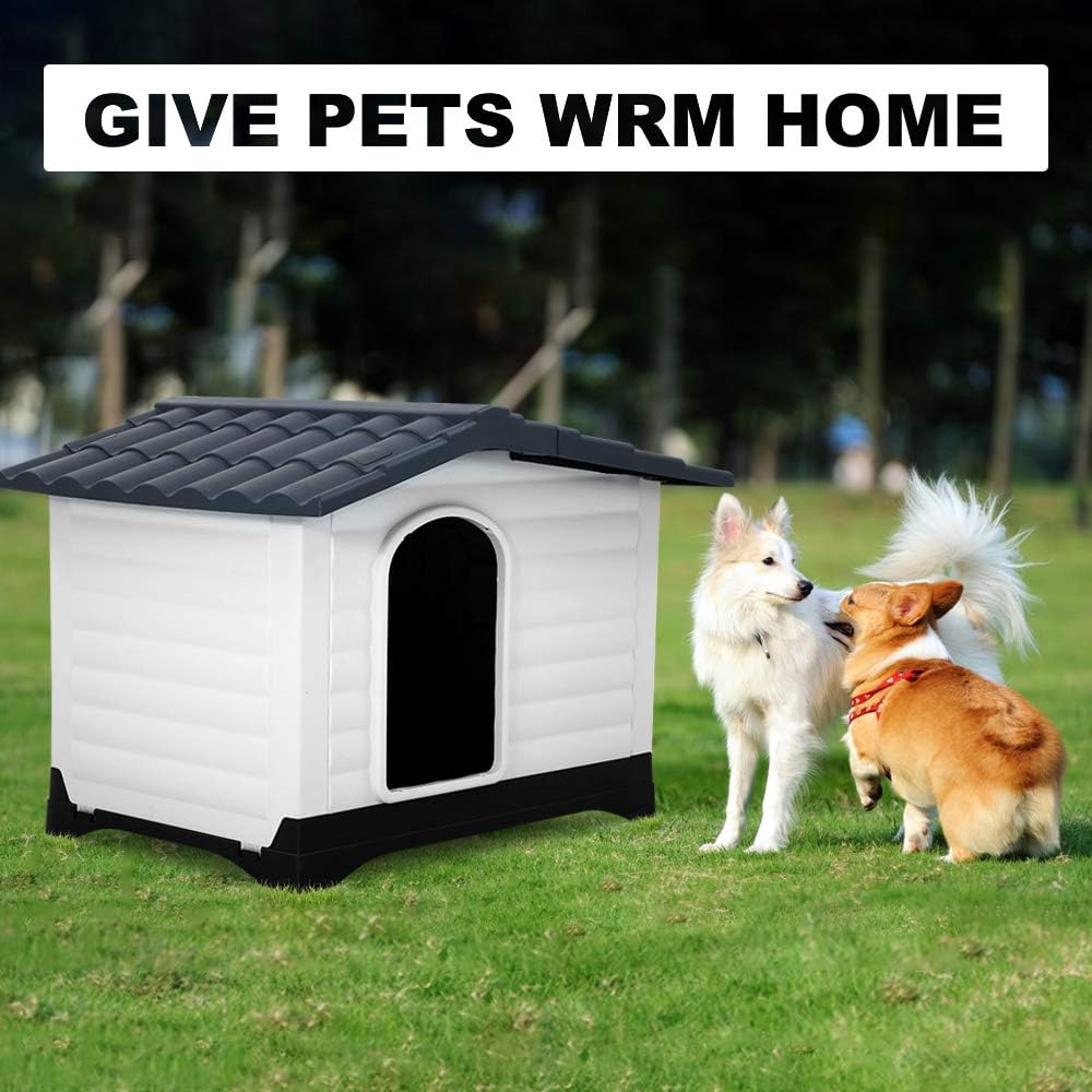 Large Water Resistant Plastic Dog House with Elevated Floor M49803