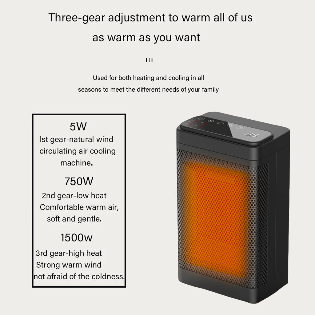 1500W Portable Electric Heater with Thermostat, Timer and Remote A3621