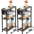 Black Narrow Side Table with Charging Station A2679