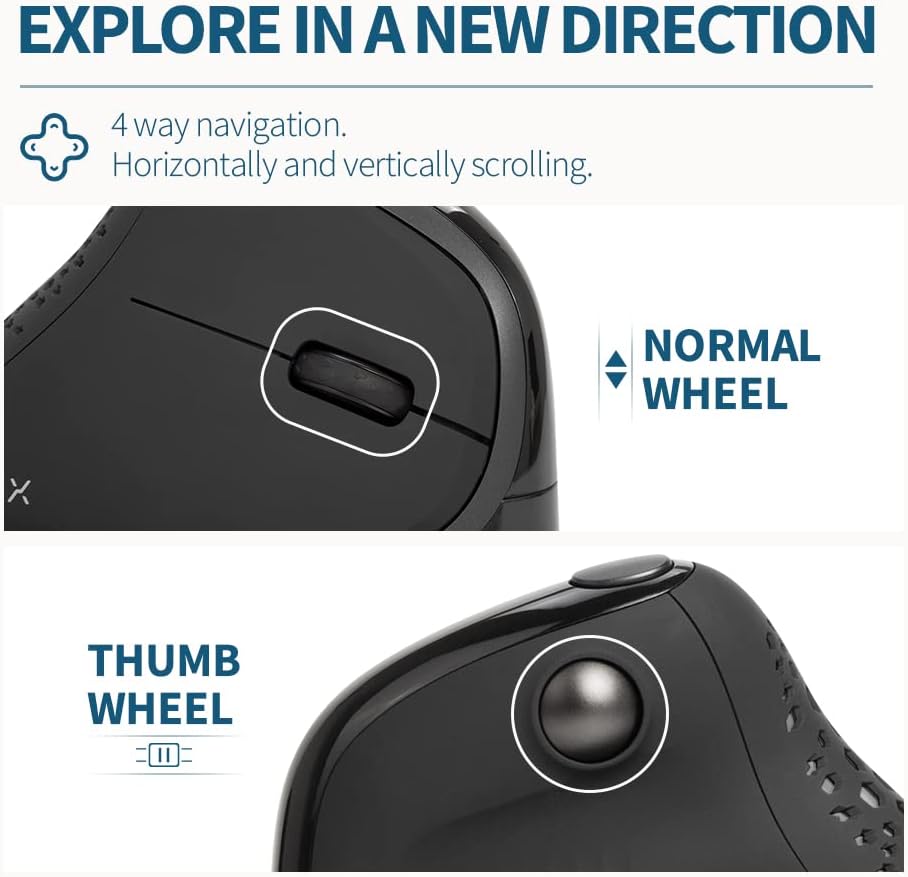 Wired Ergonomic Vertical Mouse with Thumb Wheel, 6 Programmable Buttons, 4000 DPI, Removable Wrist Rest B877