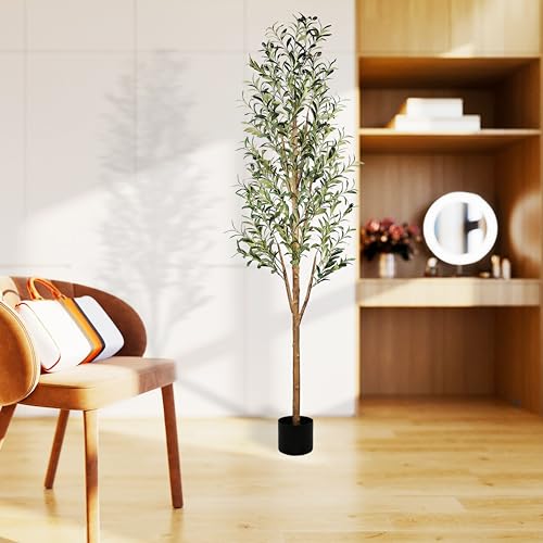 6FT Tall Artificial Olive Tree Faux Silk Potted Plants F272
