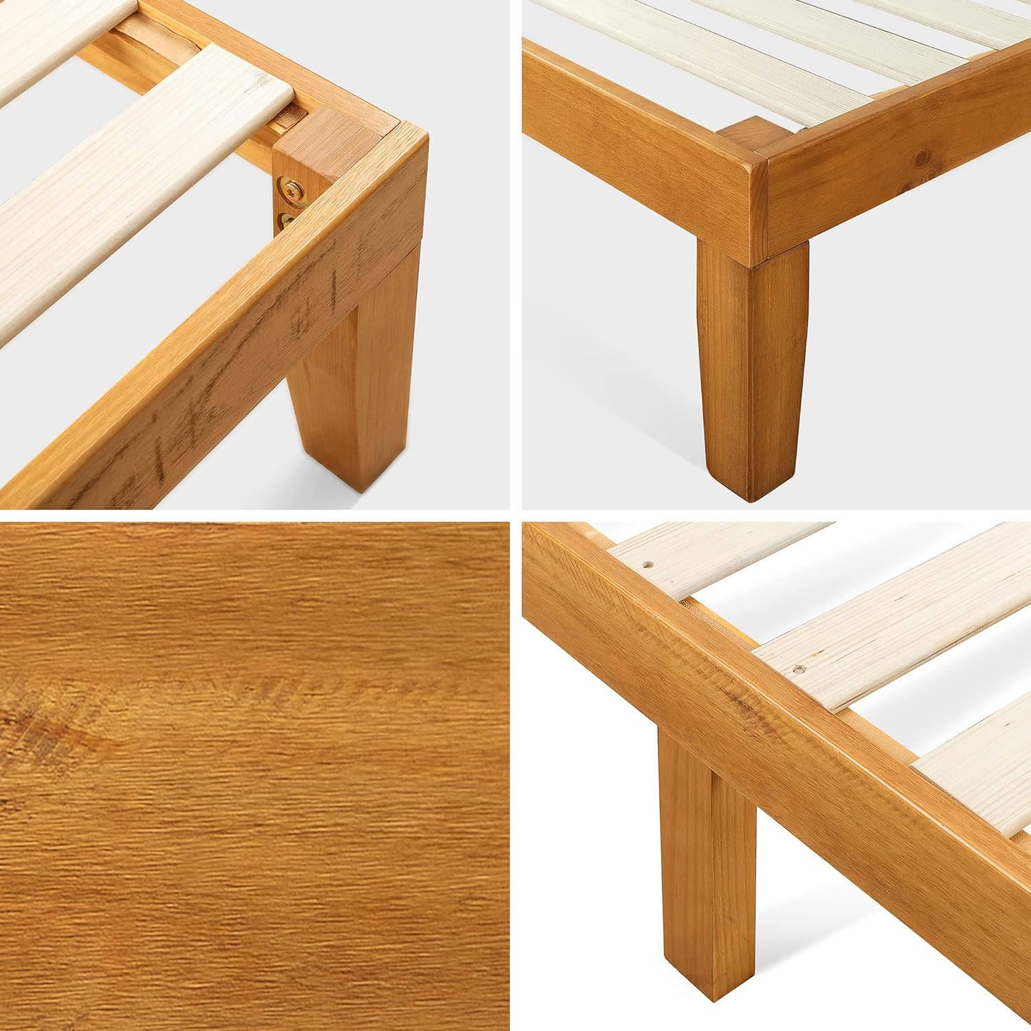 Rustic Pine Twin Wood Platform Bed Frame with Headboard R7938