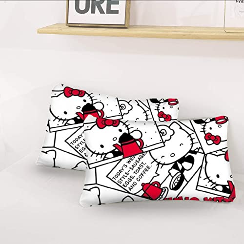 Kawaii Cat Printed Full Comforter Cover Set with 2 Pillowcase K705