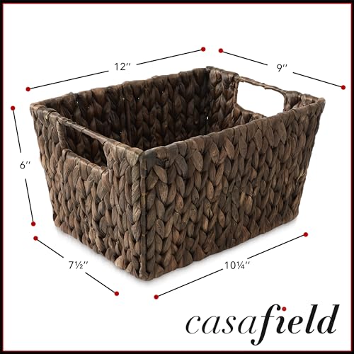 Set of 4 Natural Woven Storage Baskets with Handles D1797
