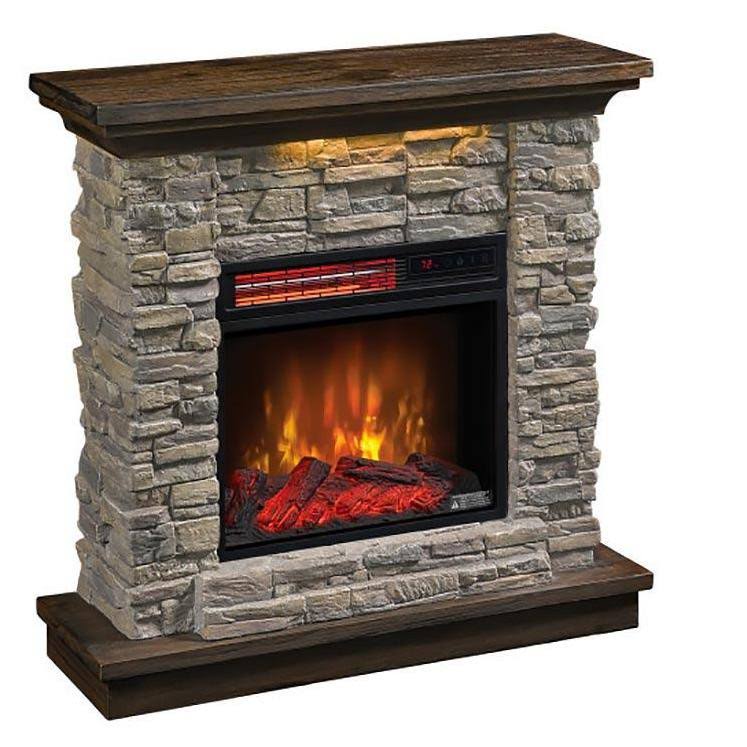 Smoky Gray Stone Electric Fireplace Wall Mantel Z913238