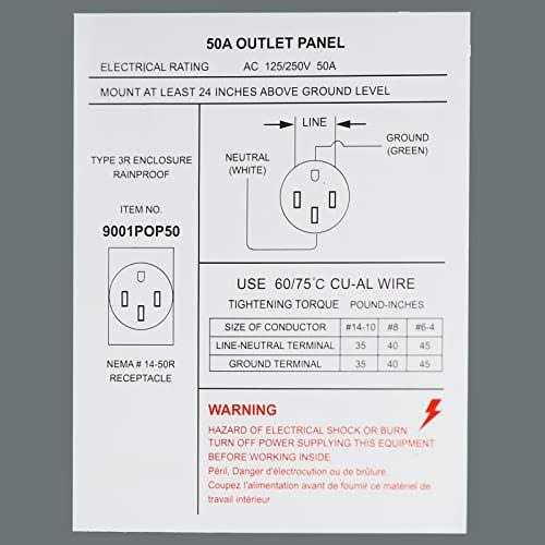 50 Amp 125/250 Volt NEMA 14-50R Weatherproof RV Power Outlet Box U4495