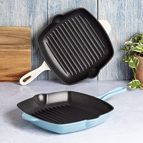 Enameled Cast Iron Square Griddle Grill Pan, 11-Inch, Cream S53439